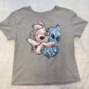 Disney Stitch & Angel graphic print gray short sleeve t-shirt women’s medium